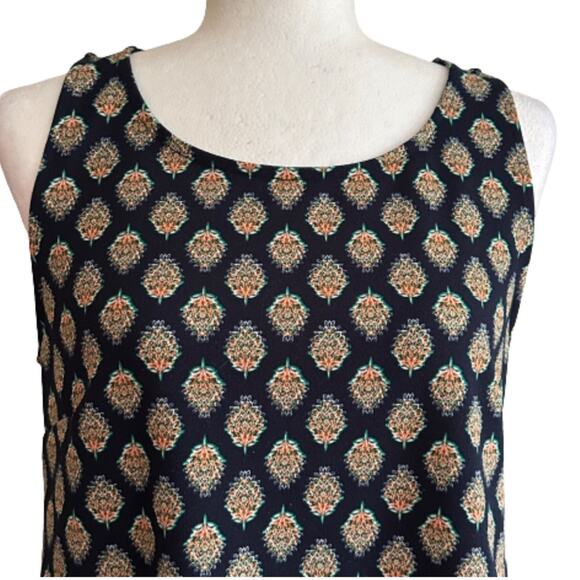 Banana Republic Factory Dress Blue Print Sleeveless Back Cut Out Shift Small - Picture 3 of 11